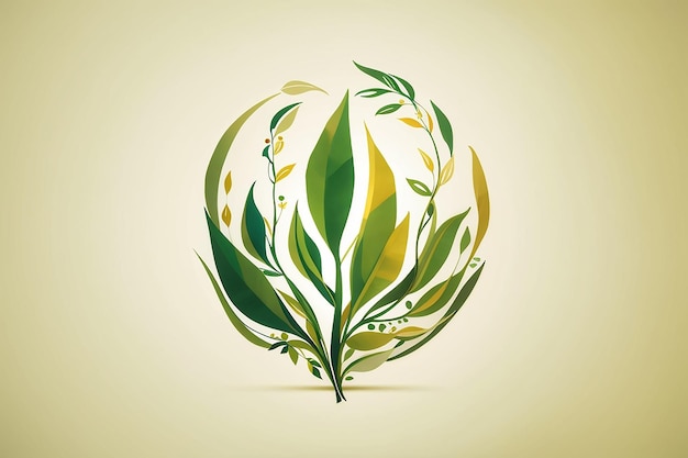 Illustration art of a leaf human logo with isolated background