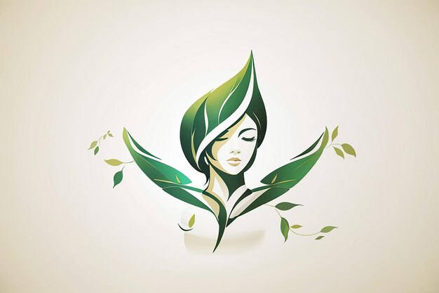 Illustration art of a leaf human logo with white background