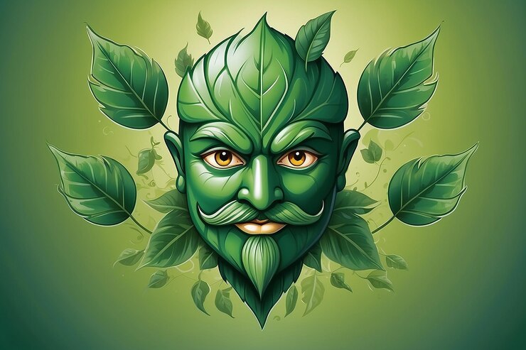 फोटो illustration art of a leaf man logo with background
