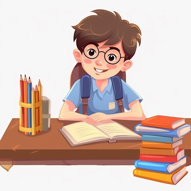 illustration art of student teacher with books i painting style