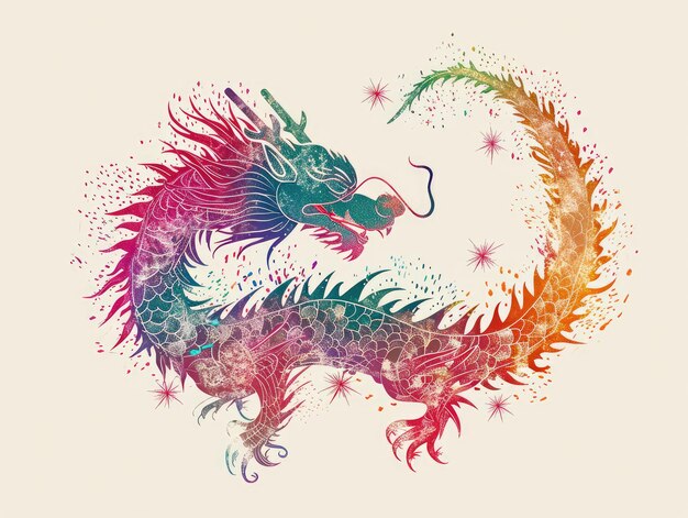 Illustration of asian dragon on plain background chinese new year