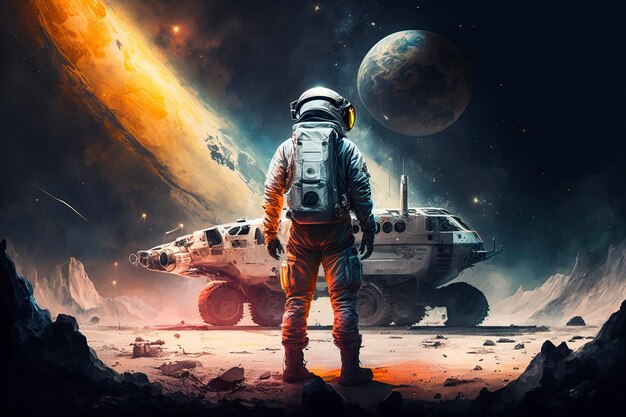 illustration astronaut in deep space ai generative