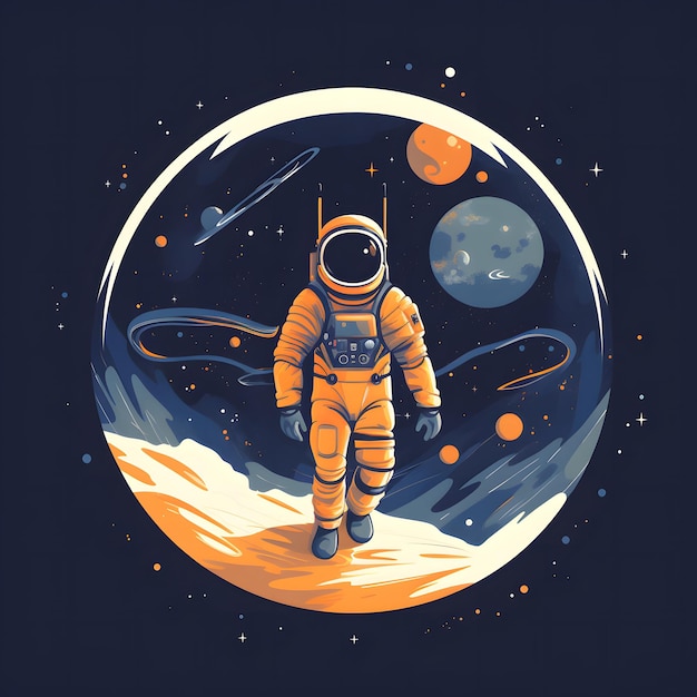 An illustration of an astronaut on the moon