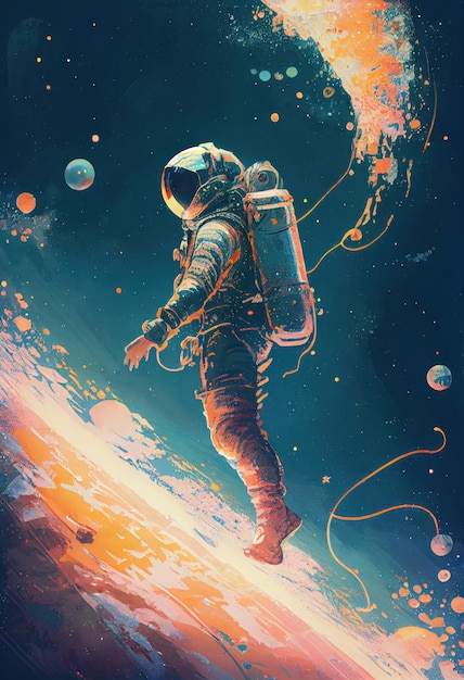 An illustration of an astronaut on a planet