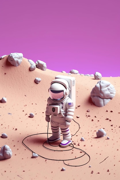 An illustration of an astronaut on a planet.