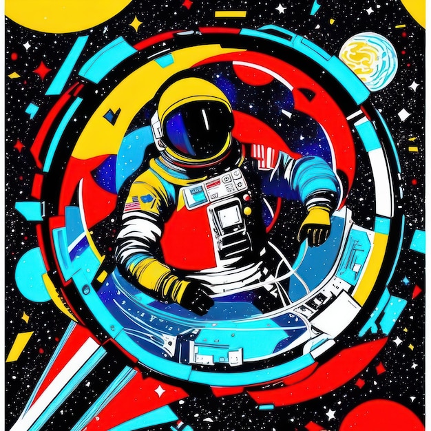 宇宙服を着た宇宙飛行士のイラスト
