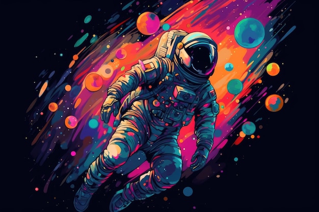 Illustration of astronaut with space suit