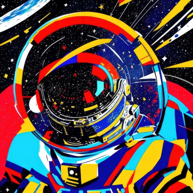 An illustration of a astronaut with the word " space " on the front.