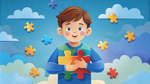 Illustration of autism awareness day with puzzle pieces