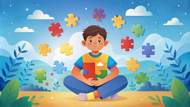 Photo illustration of autism awareness day with puzzle pieces