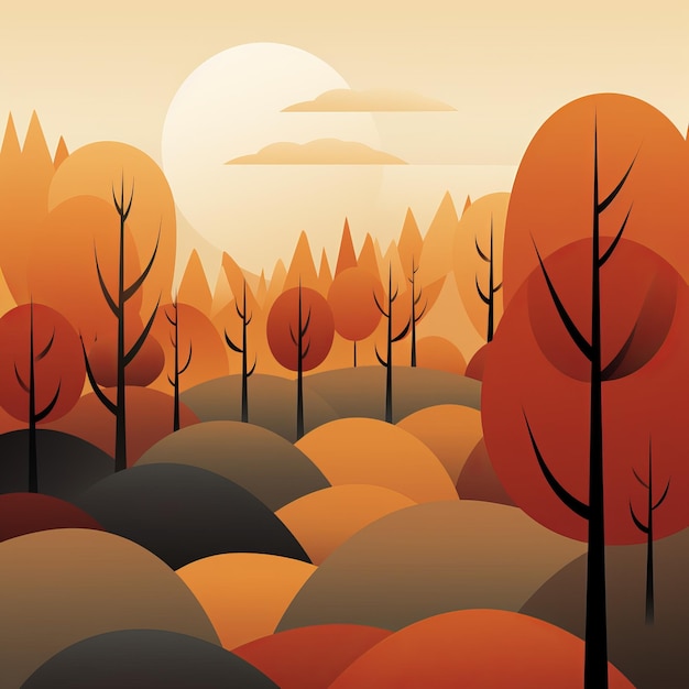 Photo an illustration of an autumn landscape with trees