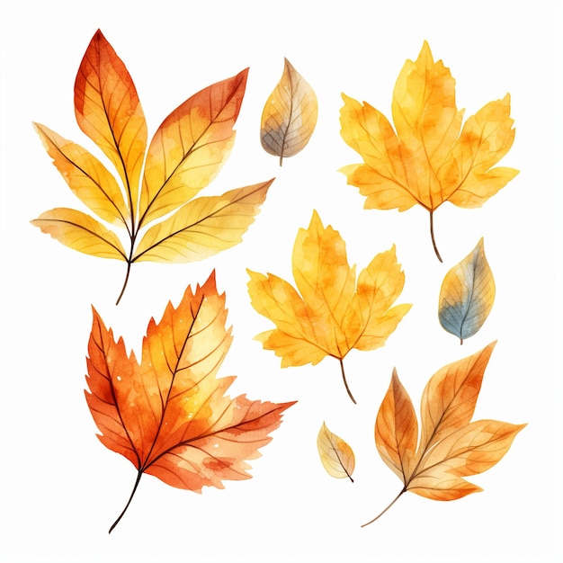 illustration of Autumn leaves in the style of watercolor vector grap