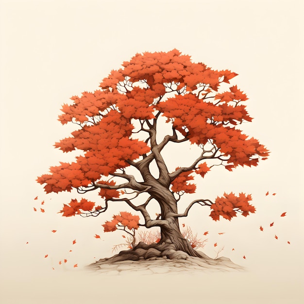 An illustration of an autumn tree