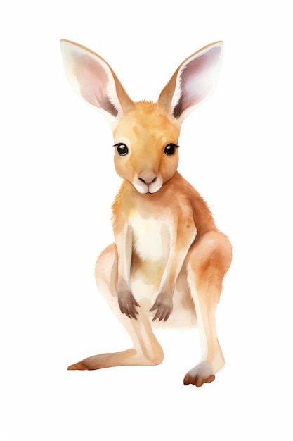 Illustration of a baby kangaroo on white background