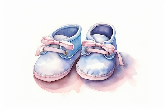 illustration of baby shoes in water color isolated on white backgroud