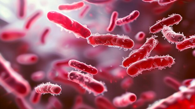 Photo illustration of the bacillus microorganisms closeup generative ai