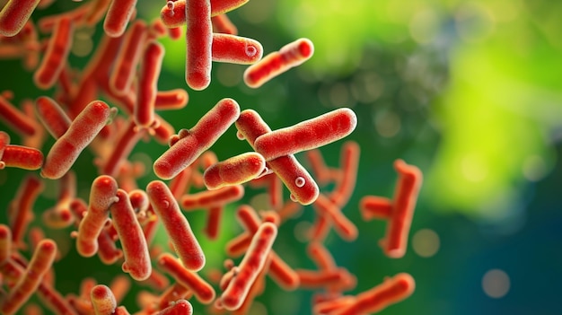 Photo illustration of the bacillus microorganisms closeup generative ai
