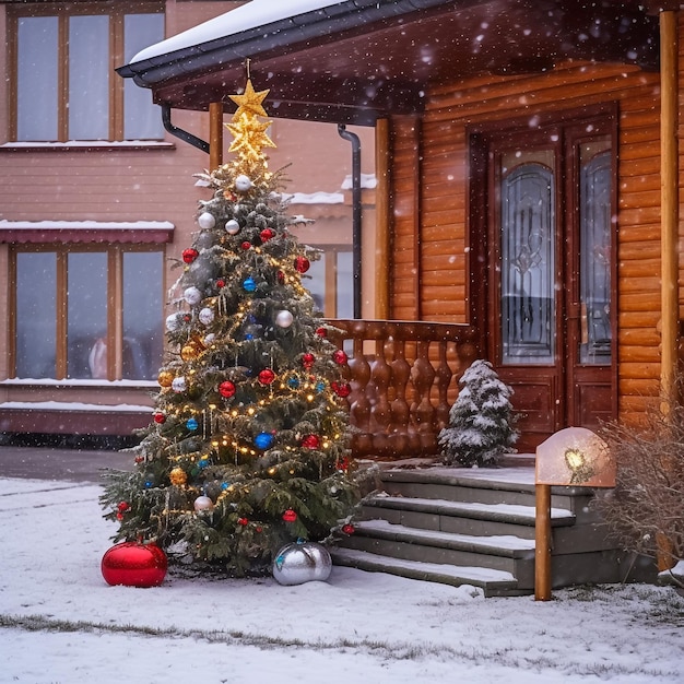 クリスマス・イブの街の背景のイラスト 祝賀カードに印刷するのに適しています