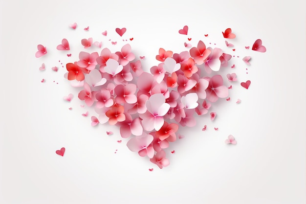 Иллюстрация для фона сердец с орнаментом кудрявых в красных цветах