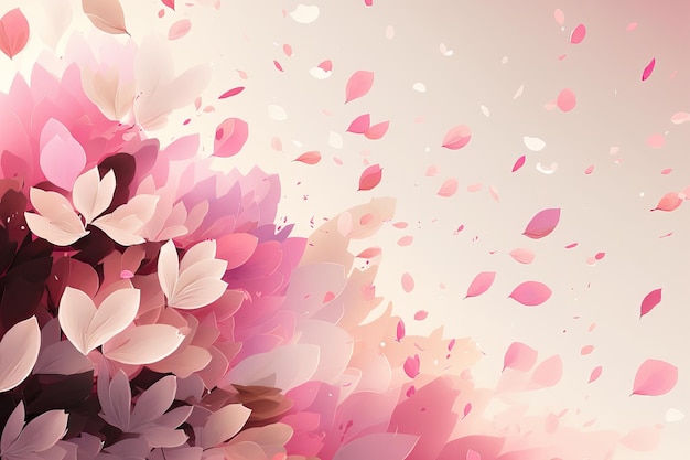 ピンクの桜の花びらが可愛らしく舞い散るイラスト背景