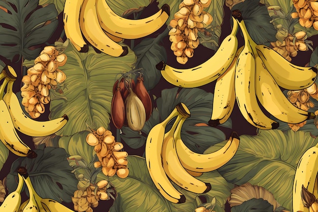 a illustration of bananas on the tree