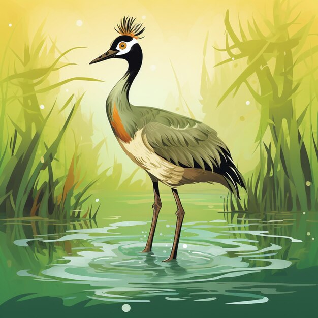 Illustration of a bango bird on a river background