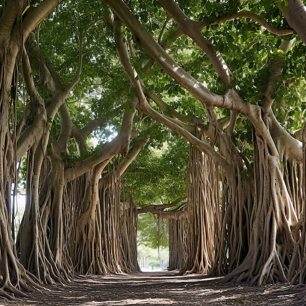 illustration of Banyan tree trees are numerous On a white background