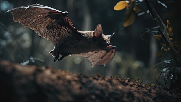 illustration of a bat drinking and looking for food at night