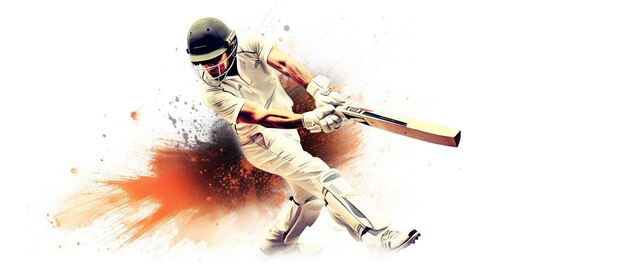 Illustration of batsman in cricket game on watercolor background banner Ai Generated