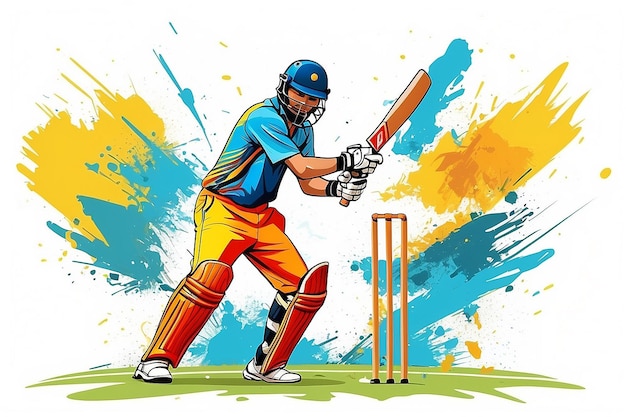 Illustration of batsman playing cricket championship sports