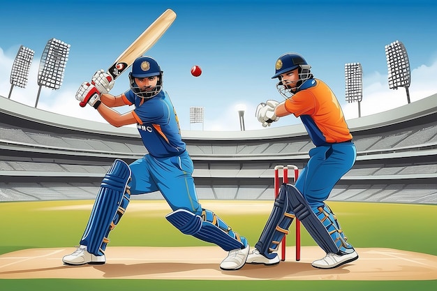 Illustration of batsman playing cricket championship sports