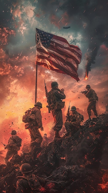 Photo illustration battle of iwo jima