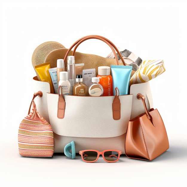 illustration of Beach Bag3D rendering of a stylish beach bag