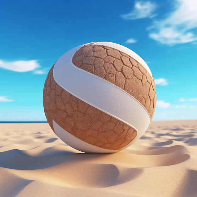 Photo illustration of beach volleyball3d rendering of a beach volleybal