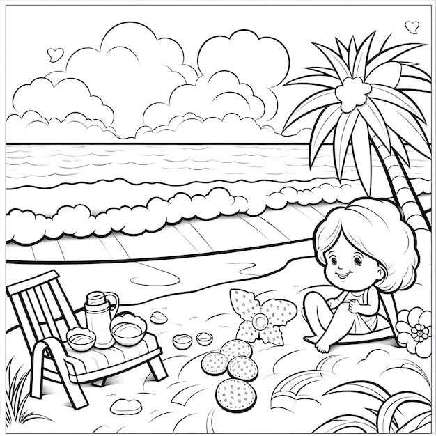 illustration of beach