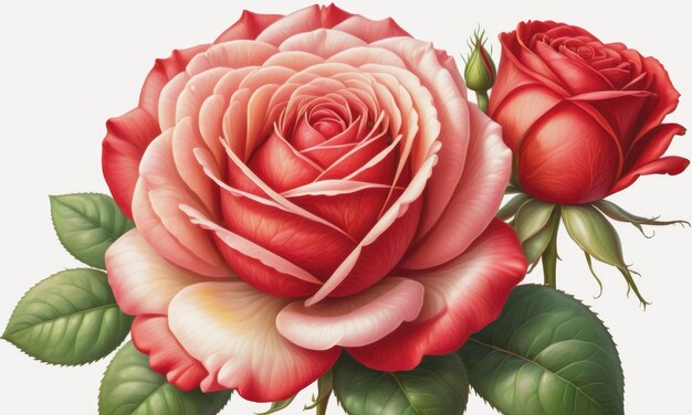 illustration of a beautiful bright red rose