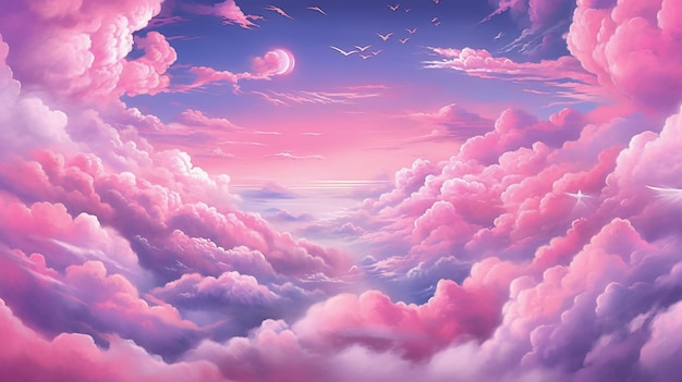 空に浮かぶ美しい雲のイラスト カラフルな背景