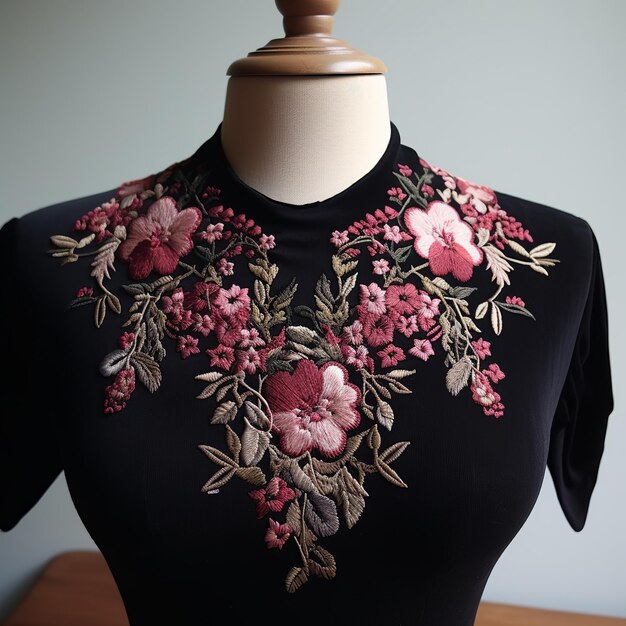 Photo illustration of beautiful collar embroidery