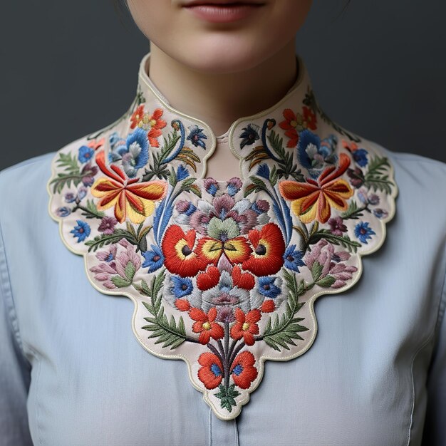 Photo illustration of beautiful collar embroidery