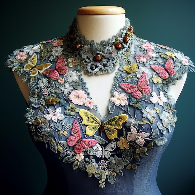 Photo illustration of beautiful collar embroidery