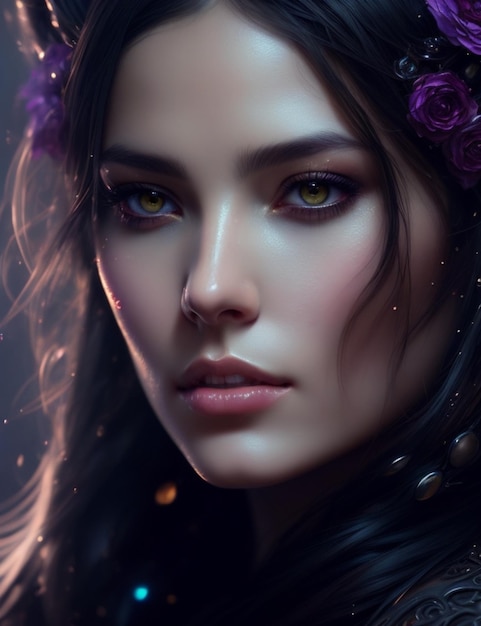 Illustration of a beautiful female face with makeup