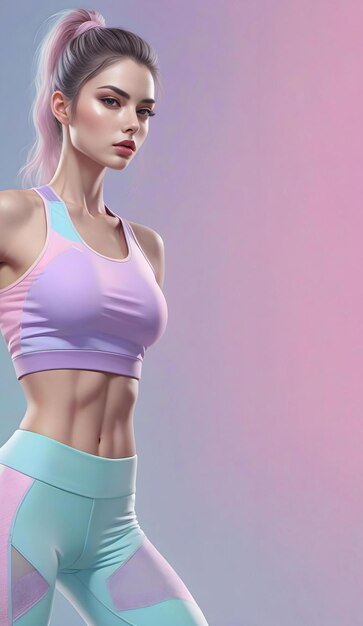 Illustration of a beautiful fitness girl in sportswear