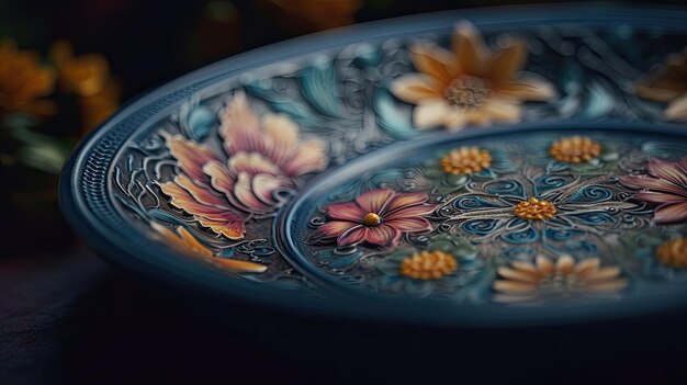 Illustration of beautiful flowers and floral motifs on an item 3d realistic