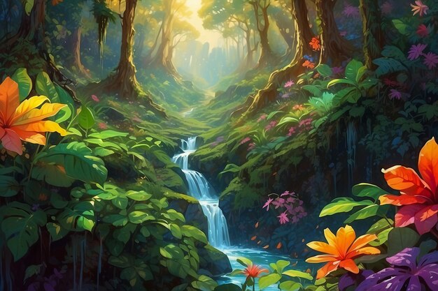 The illustration of beautiful forest background