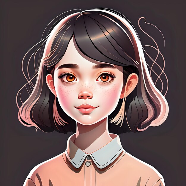 Illustration Of A Beautiful Girl In Cartoon Style Girl Digital Model Illustration Girl Generative AI