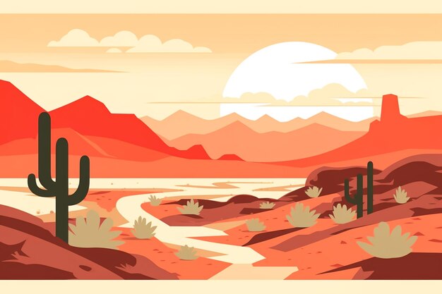 illustration of beautiful landscape desert abstract shape