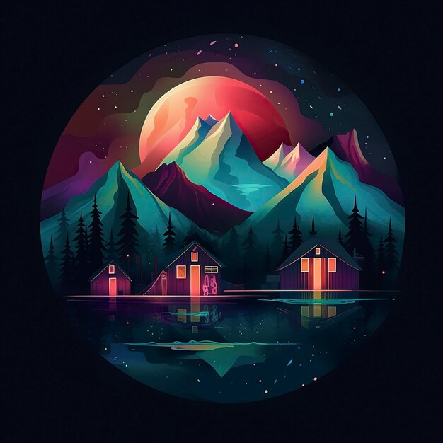 illustration beautiful landscape with vibrant colors