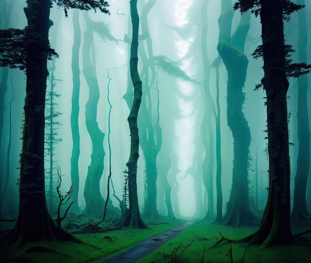 Photo illustration of a beautiful overgrown forest