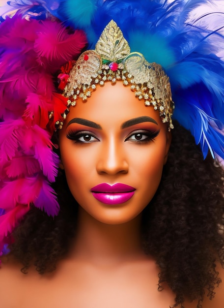 Photo illustration of a beautiful samba dancer performing in the carnival, rio carnival dancer