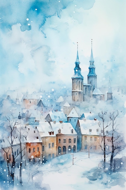 illustration of beautiful snowy winter